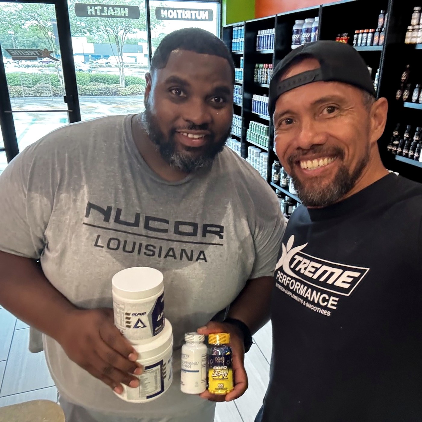 Customer from Prairieville with his stack at Xtreme Performance Nutrition